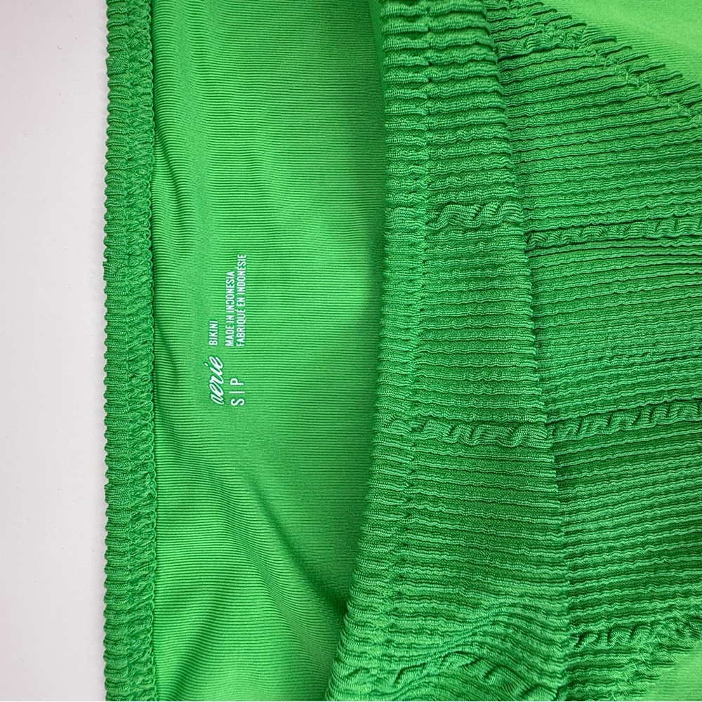 Aerie Vibrant Green Textured Bikini Bottom